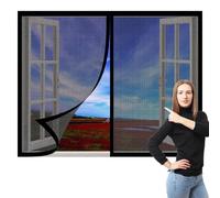 Fenêtre Moustiquaire Rideau Moustiquaire 70 x 95 cm Perçage Maille Ultra Fine Porte Fenetre Installation Facile Adaptée à Toutes Fenêtres, Noir