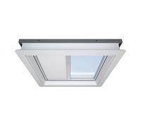 Fenêtre pour toit plat, Électrique, Extérieur RAL 7043 / intérieur Blanc, 60 x 60 cm, store intérieur solaire Blanc, à configurer sur mesure
