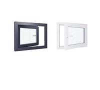 Fenêtre PVC - LxH 800x600 mm -Triple Vitrage - Bicolore blanc int/anthracite ext-poignée à gauche