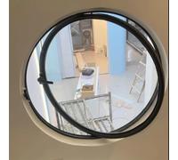 Fenêtre Ronde pivotante en Verre trempé, Montage encastré, Rotation à 360°, en Alliage d'aluminium, pour abri de Jardin, Salle de Bain, Cuisine, cabane de Jeux, Noir, 3,40 cm / 15,7 Pouces