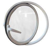 Fenêtre Ronde pivotante en Verre trempé, Montage encastré, Rotation à 360°, en Alliage d'aluminium, pour abri de Jardin, Salle de Bain, Cuisine, cabane de Jeux, Blanc, 3,60 cm / 23,6 Pouces