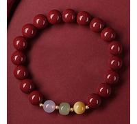 Feng Shui Cinabre en Pierre Naturelle Porte-Bonheur pour Femmes de Pierres Précieuses Chakra Reiki Talisman Bijoux en Pierre Attirer la Richesse Bonne Chance,A,10mm