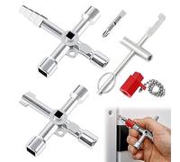 FENGCHUANG 3 Pièces Clef Passe Partout, Clé Universelle Armoire Electrique Clé Triangle arré, pour Compteur Eau Radiateurs Compteurs Gaz Ascenseurs Coffret Electrique (Argent)