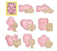 FENGCHUANG 8 Pcs Eid Mubarak Cookie Cutter, 3D Moule à Biscuit, Islamique Musulman Biscuit Moule en Silicone, Moule Biscuit Plastique, Pour Pâtisserie, Fondant, Décoration de Gâteaux （Rose）