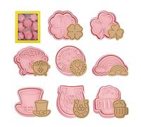 FENGCHUANG 8 Pcs Eid Mubarak Cookie Cutter, 3D trèfle à quatre feuilles Moule à Biscuit, Islamique Musulman Biscuit Moule en Plastique, Pour Pâtisserie, Fondant, Décoration de Gâteaux （Rose）