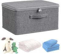 FENGCHUANG Boite de Rangement Avec Couvercle 40cmx30cmx21cm, Boîte à Pharmacie Avec Serrure à Combinaison, Cube de Rangement Pliable avec Couvercle, Pour Ranger Vêtements, livres, Jouets, (gris)