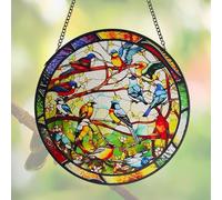 FENGCHUANG Décoration de Fenêtre en Acrylique avec des Oiseaux Colorés, 20cm Double Face Panneau de Fenêtre Coloré avec des Oiseaux, Décoration D'intérieur, D'extérieur et de Jardin