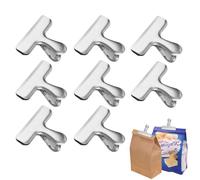 Fenglin-joy Pince Sachet Pour Cuisine, 8 pièces Clips de fermeture en acier inoxydable Pince Fermeture Sachet Alimentaire pour emballages alimentaires, Papier, Bureau, Cuisine (Argent)