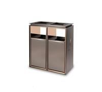 fengqingyunyan0304 Poubelle, Poubelle extérieure double seau colonne de cendrier carré en métal, grande poubelle commerciale domestique moderne avec(Gray,S)