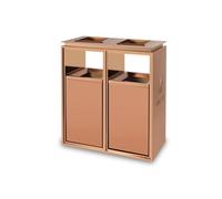 fengqingyunyan0304 Poubelle, Poubelle extérieure double seau colonne de cendrier carré en métal, grande poubelle commerciale domestique moderne avec(Gold,S)