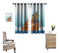 fengruihome Fashion Window Curtain Grommet Curtains for Living Room/Bedroom Noahs Ark in Waves in The Sea Water Carto Characters Animal Giraffe Elephant 63"X45"