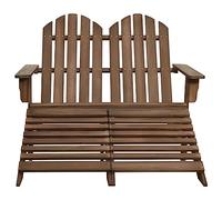 Fengshui Adirondack Banc de jardin 2 places avec repose-pieds en bois de sapin Marron
