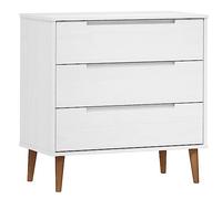Fengshui Armoire à tiroirs Molde en pin massif Blanc 80 x 40 x 80 cm | 3 tiroirs, vernis UV, plateau supérieur stable, avec support mural, instructions de montage (français non garanti)