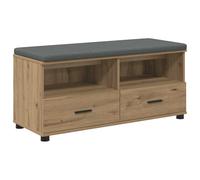 Fengshui Banc de couloir en chêne Artisan 100 x 38 x 46 cm | Construction en bois, coussin d'assise avec housse amovible, étagères et tiroirs, pieds réglables