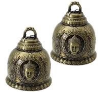 Fengshui Bell 2 Pièces Vintage Bouddha Cloche pour Maison Jardin Porte Voiture Carillons Éoliens Suspendus Bonne Chance Suspendu Cloche Intérieur Extérieur Porte D'entrée Décor
