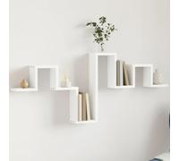 Fengshui Bibliothèque murale blanche, 104,5 x 10 x 43 cm, en bois, étagère ouverte avec beaucoup d'espace de rangement pour livres, magazines et décoration, design peu encombrant pour montage mural