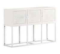 Fengshui Buffet 115 x 30 x 76 cm en bois massif de mangue | 3 portes, cadre en fer revêtu par pulvérisation, plaque supérieure stable, style industriel rustique