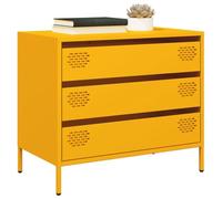 Fengshui Buffet jaune moutarde 68 x 39 x 58,5 cm en acier laminé à froid | Beaucoup d'espace de rangement, surface facile d'entretien, pieds en métal, polyvalent pour chambre ou couloir