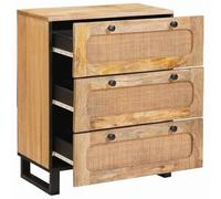 Fengshui Buffet marron 60 x 33 x 75 cm en bois massif de mangue | Avec tiroirs, design moderne, beaucoup d'espace de rangement, pour salle à manger