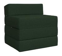 Fengshui Canapé-lit pliant vert foncé 200 x 70 x 15 cm | Convertible 2 en 1, rembourrage en mousse, housse amovible avec fermeture éclair, pour salon et chambre d'amis