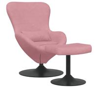 Fengshui Chaise en forme de œuf avec repose-pieds en velours rose | Pied pivotant à 360 degrés, design moderne, housse en velours doux, accoudoirs