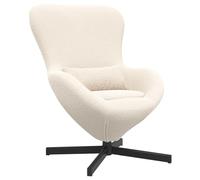 Fengshui Egg Chair Crème 63 x 73 x 90 cm Tissu | Pivotant à 360 degrés, cadre en acier, accoudoirs en polyester, design moderne, salon