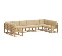 Fengshui Ensemble de canapé d'angle d'extérieur en bois d'acacia 10 pièces | Design modulaire, dossier à loquet, accoudoirs, facile d'entretien, pour terrasse et jardin