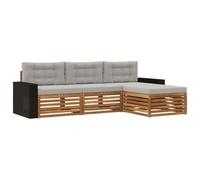 Fengshui Ensemble de canapé d'extérieur 4 pièces en acacia gris clair | Bois massif, laqué résistant aux intempéries, design modulaire, facile d'entretien avec un chiffon humide