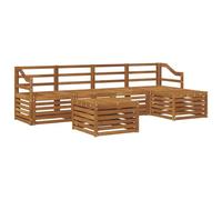 Fengshui Ensemble de jardin en bois d'acacia 6 places naturel | Modulaire, laqué résistant aux intempéries, bois massif, pour terrasse et jardin