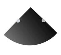 Fengshui Étagère d'angle en verre trempé de 8 mm - Noir - 35 x 35 cm - Avec supports chromés - Étagère murale pour cuisine, salle de bain, salon, idéale pour la décoration, le shampoing et le gel