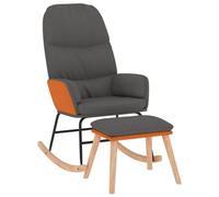 Fengshui Fauteuil à bascule avec tabouret en tissu gris foncé | Respirant, durable, résistant aux taches, accoudoirs, mouvement de balançoire doux