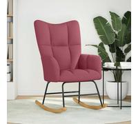 Fengshui Fauteuil à bascule bordeaux tissu bois métal | Assise rembourrée épaisse, accoudoirs, mouvement de balançoire doux, pour le salon