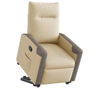 Fengshui Fauteuil de relaxation avec aide au levage, tissu crème | Fonction de couchage manuelle à 135 degrés, poche latérale, cadre en bois et métal, rembourrage épais