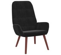 Fengshui Fauteuil relax en velours noir | Rembourrage épais, structure en contreplaqué et métal, pieds en bois, pour salon ou bureau