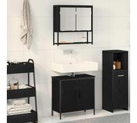Fengshui Lot de 2 armoires de salle de bain modernes avec miroir en bois, montage flottant, design peu encombrant pour petites salles de bain, avec espace de rangement et miroir transparent