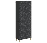 Fengshui Lot de 2 armoires en bois noir | Avec tiroirs d'étagères, design ergonomique, construction modulaire, stable
