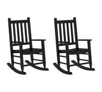 Fengshui Lot de 2 chaises à bascule noires en bois massif de peuplier | Peinture imperméable, design sommier à lattes, pieds stables, pour jardin, terrasse