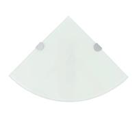 Fengshui Lot de 2 étagères d'angle murales avec supports chromés en verre de sécurité trempé, 25 x 25 cm, étagère d'angle flottante pour cuisine, salle de bain et salon