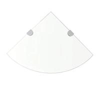 Fengshui Lot de 2 étagères d'angle murales en verre trempé de 8 mm avec supports chromés, étagère d'angle transparente pour cuisine, salle de bain, salon, montage facile, idéale pour la décoration
