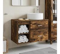 Fengshui Lot de 2 meubles de salle de bain en chêne fumé | Armoire murale, unité de lavage flexible, étagères et tiroirs, peu encombrant pour les petites salles de bain