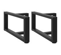 Fengshui Lot de 2 pieds de table basse en forme de T en acier Noir 60 x 25 x 30-31 cm