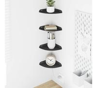 Fengshui Lot de 4 étagères flottantes en acier - 15 x 15 cm - Étagère murale carrée avec bord surélevé - Étagère d'angle flottante pour salon, cuisine, salle de bain - Montage facile