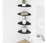 Fengshui Lot de 4 étagères flottantes en acier - 18 x 18 cm - Noir - Pour salon, cuisine, salle de séjour, cuisine - Étagère murale carrée avec bords surélevés - Montage facile