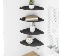 Fengshui Lot de 4 étagères flottantes noires en acier avec bord surélevé - 24 x 24 x 2 cm - Étagère murale pour salon, cuisine et salle de bain - Étagère d'angle carrée avec montage facile