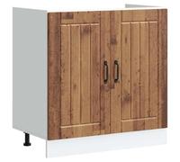 Fengshui Meuble sous évier Lucca aspect bois vieilli | Pieds réglables, surface facile d'entretien, beaucoup d'espace de rangement pour les appareils de cuisine