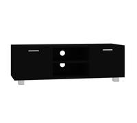 Fengshui Meuble TV noir 120 x 40,5 x 35 cm en bois | 4 compartiments, 4 trous pour câbles, surface lisse, résistance, stabilité, résistance à l'humidité, instructions de montage