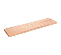 Fengshui Plateau de lavabo en bois massif marron clair 120 x 30 x 2-4 cm | Fabriqué à la main avec bord naturel, bois de chêne, surface laquée, pliable pour économiser de l'espace