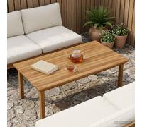 Fengshui Plateau de table 100 x 50 x 3,5 cm à angle droit en teck massif | Surface à base d'eau, ton marron naturel, pour l'intérieur et l'extérieur, facile d'entretien