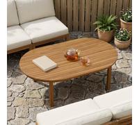 Fengshui Plateau de table ovale en teck massif naturel 120 x 70 cm | Surface à base d'eau, à l'intérieur et à l'extérieur, facile d'entretien, prête à l'emploi