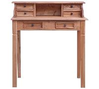 Fengshui Secrétaire en bois massif vieilli 90 x 50 x 101 cm | 6 tiroirs, 1 compartiment, charme rustique, montage facile, polyvalent